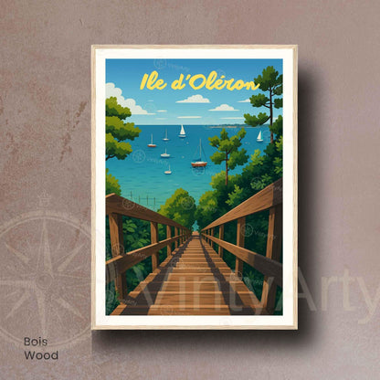 Affiche Île d’Oléron – Vue sur la mer et les voiliers | Affiche Vintage Côte Atlantique – France