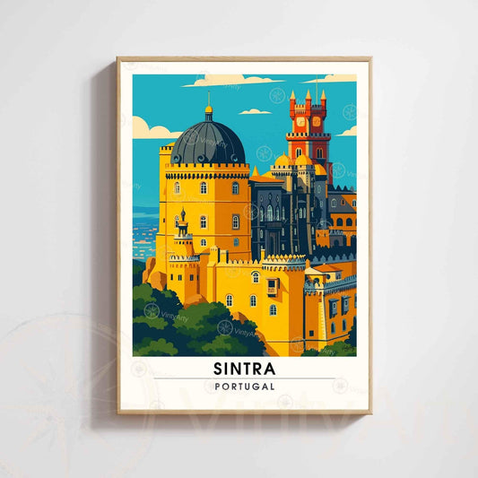 Affiche Sintra Portugal – Palais de Pena | Affiche de Voyage Vintage & Architecture Colorée