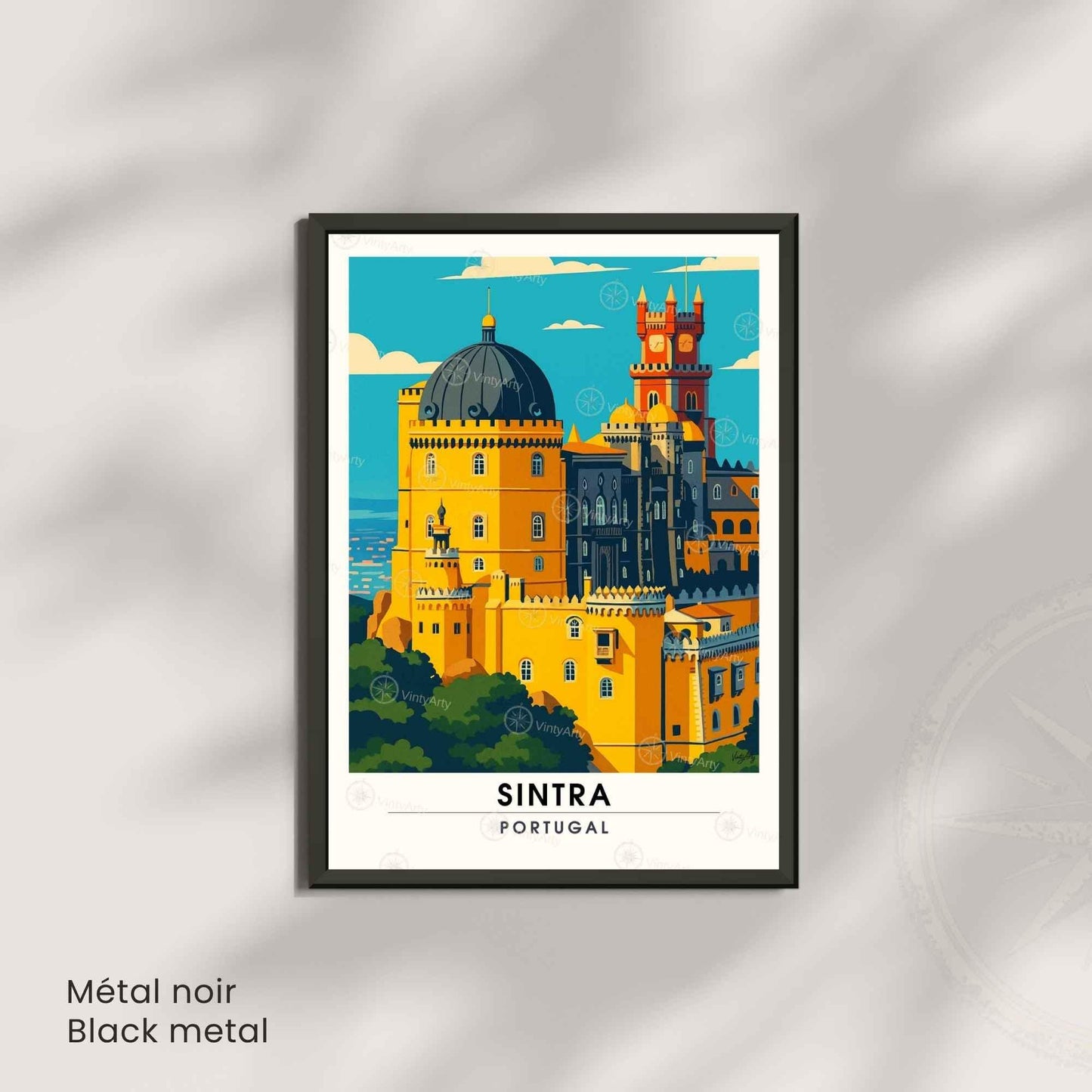 Affiche Sintra Portugal – Palais de Pena | Affiche de Voyage Vintage & Architecture Colorée