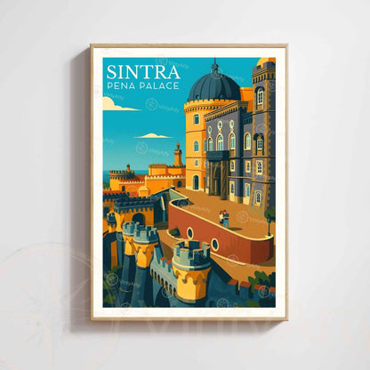 Affiche Sintra Portugal – Palais de Pena | Affiche de Voyage Vintage & Architecture Colorée