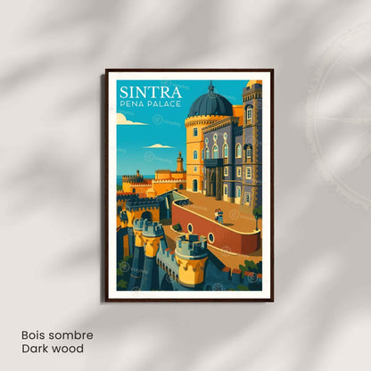 Affiche Sintra Portugal – Palais de Pena | Affiche de Voyage Vintage & Architecture Colorée