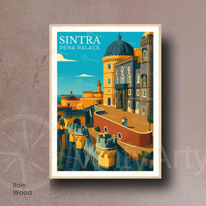 Affiche Sintra Portugal – Palais de Pena | Affiche de Voyage Vintage & Architecture Colorée
