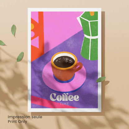 Affiche Coffee Time – Illustration Moderne Colorée | Affiche Café Design Contemporain