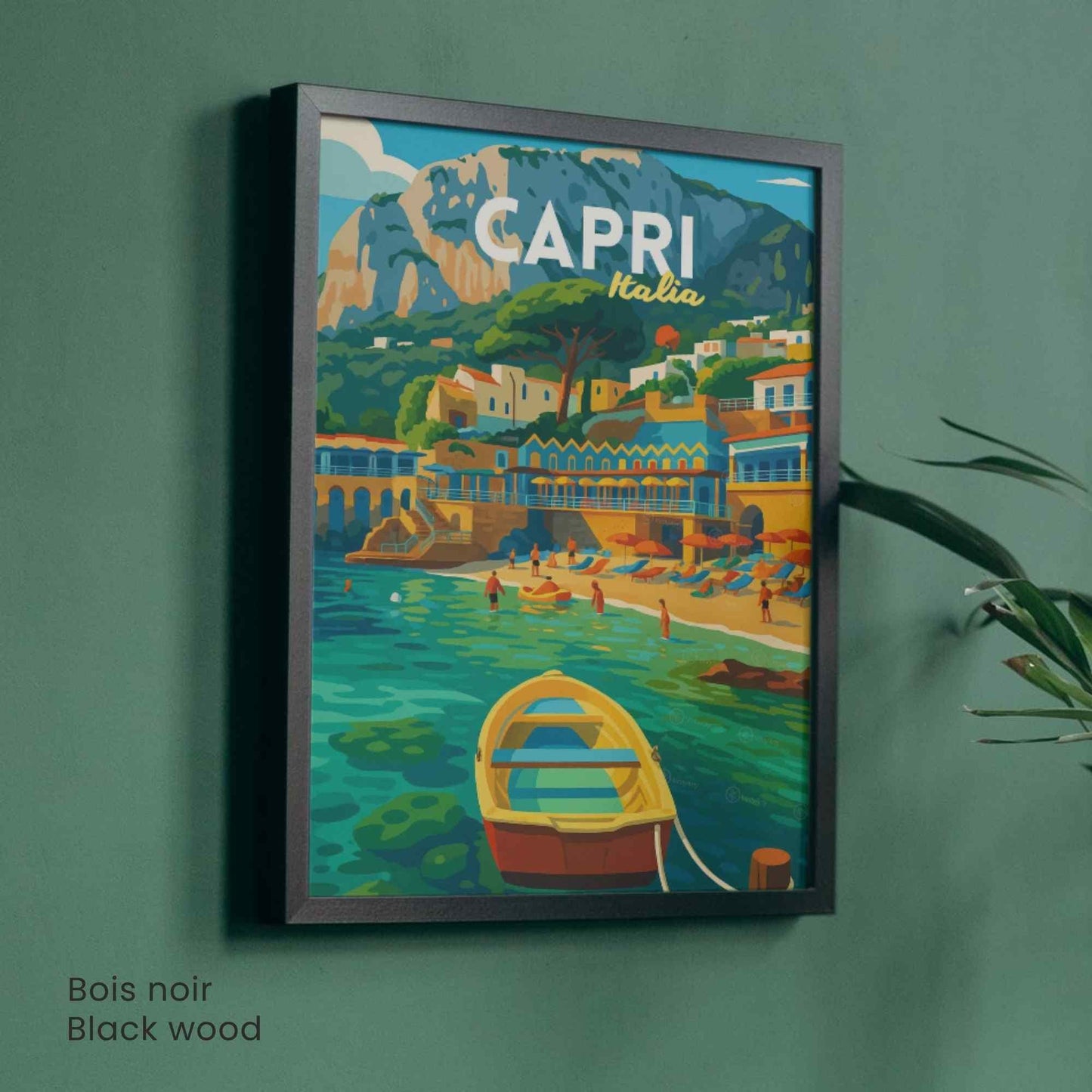 Affiche Capri – Italie | Poster Côte Amalfitaine | Illustration graphique Méditerranée vintage