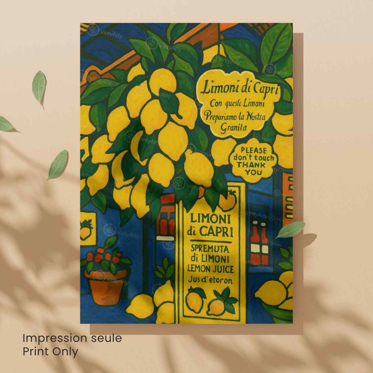 Affiche citron de Capri – Italie | Poster Côte Amalfitaine | Affiche citron