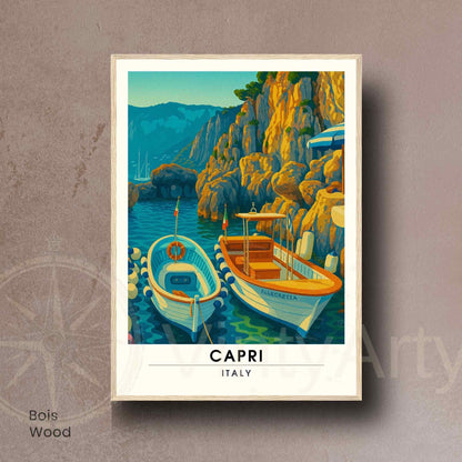 Affiche Capri – Italie | Poster Vintage Méditerranéen | Illustration Côte Amalfitaine