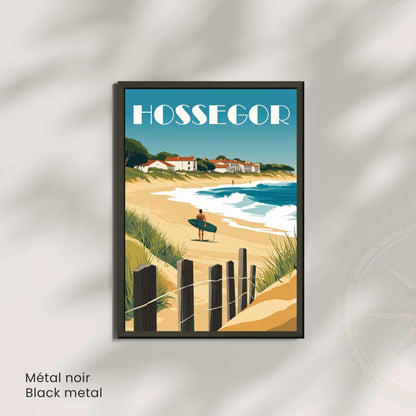 Affiche Hossegor – Côte Atlantique | Illustration Surf et Océan | Poster des Landes
