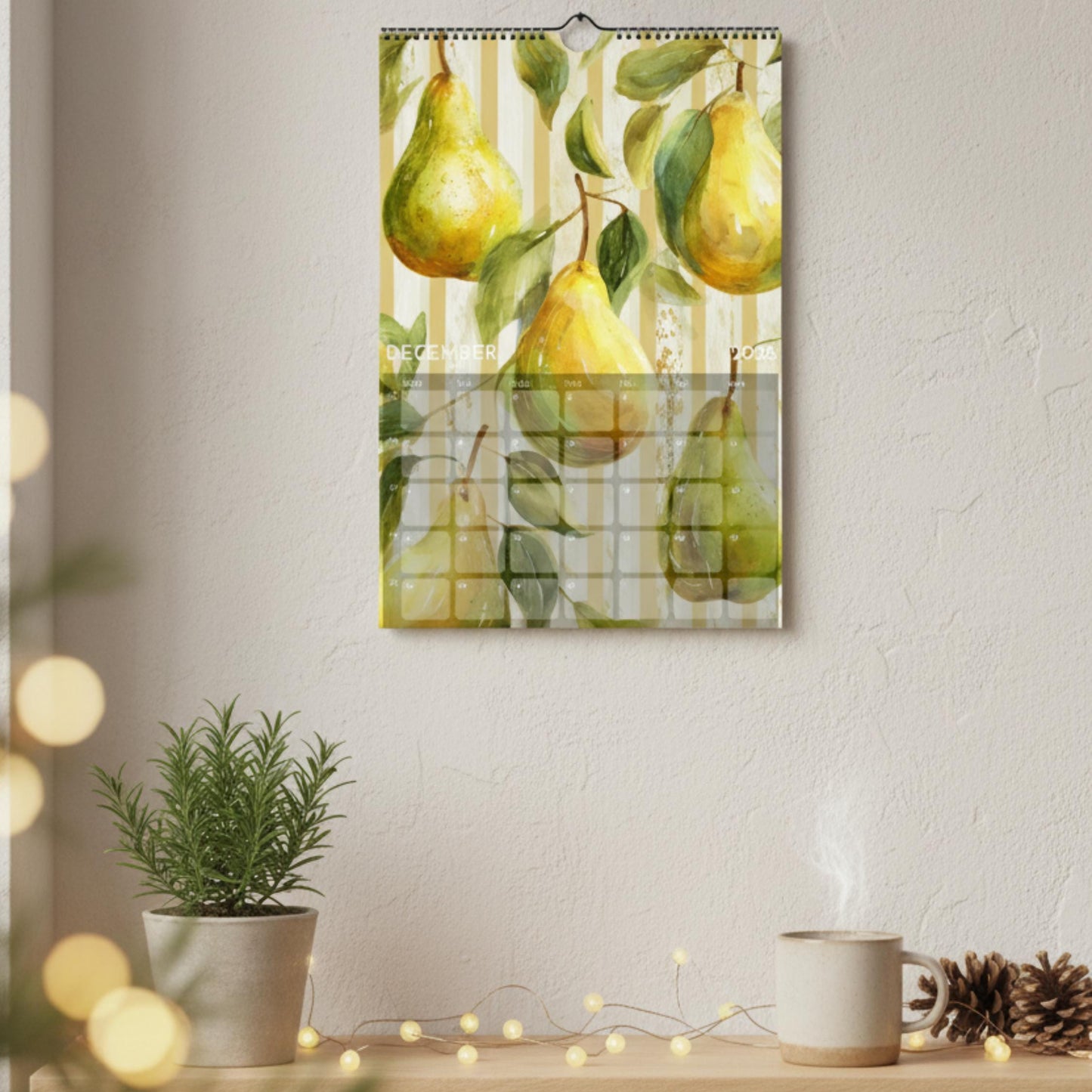 Calendrier 2026 Fruits | Calendrier Marché aux fruits | Cadeau cuisine et déco murale