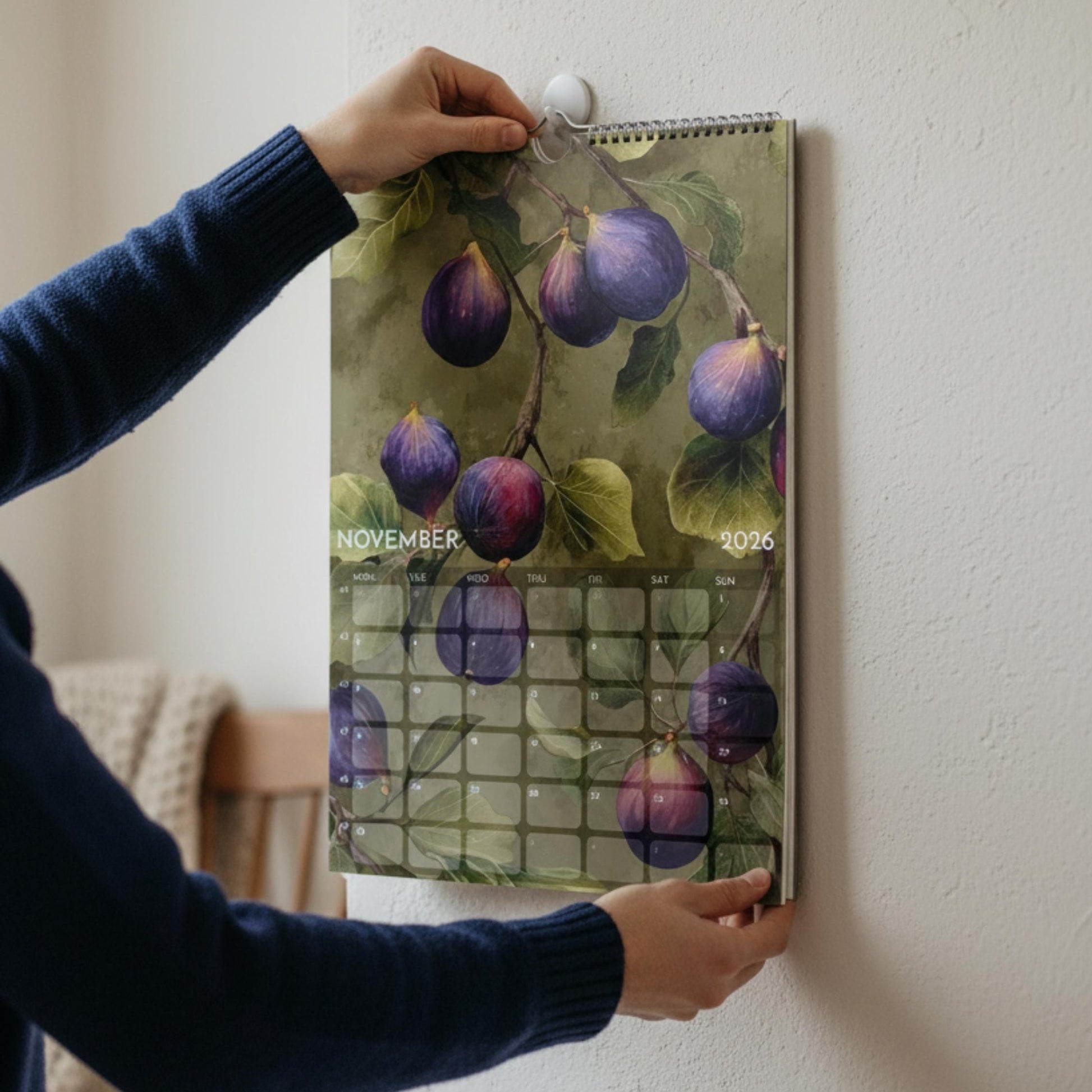 Calendrier 2026 Fruits | Calendrier Marché aux fruits | Cadeau cuisine et déco murale