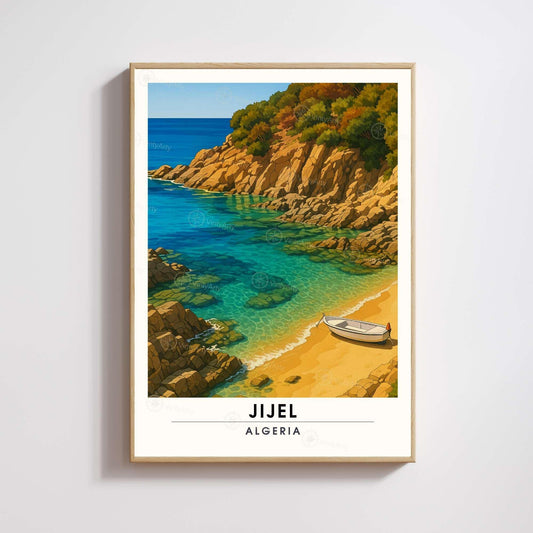 Affiche Jijel  | Algérie, entre mer turquoise et roches dorées