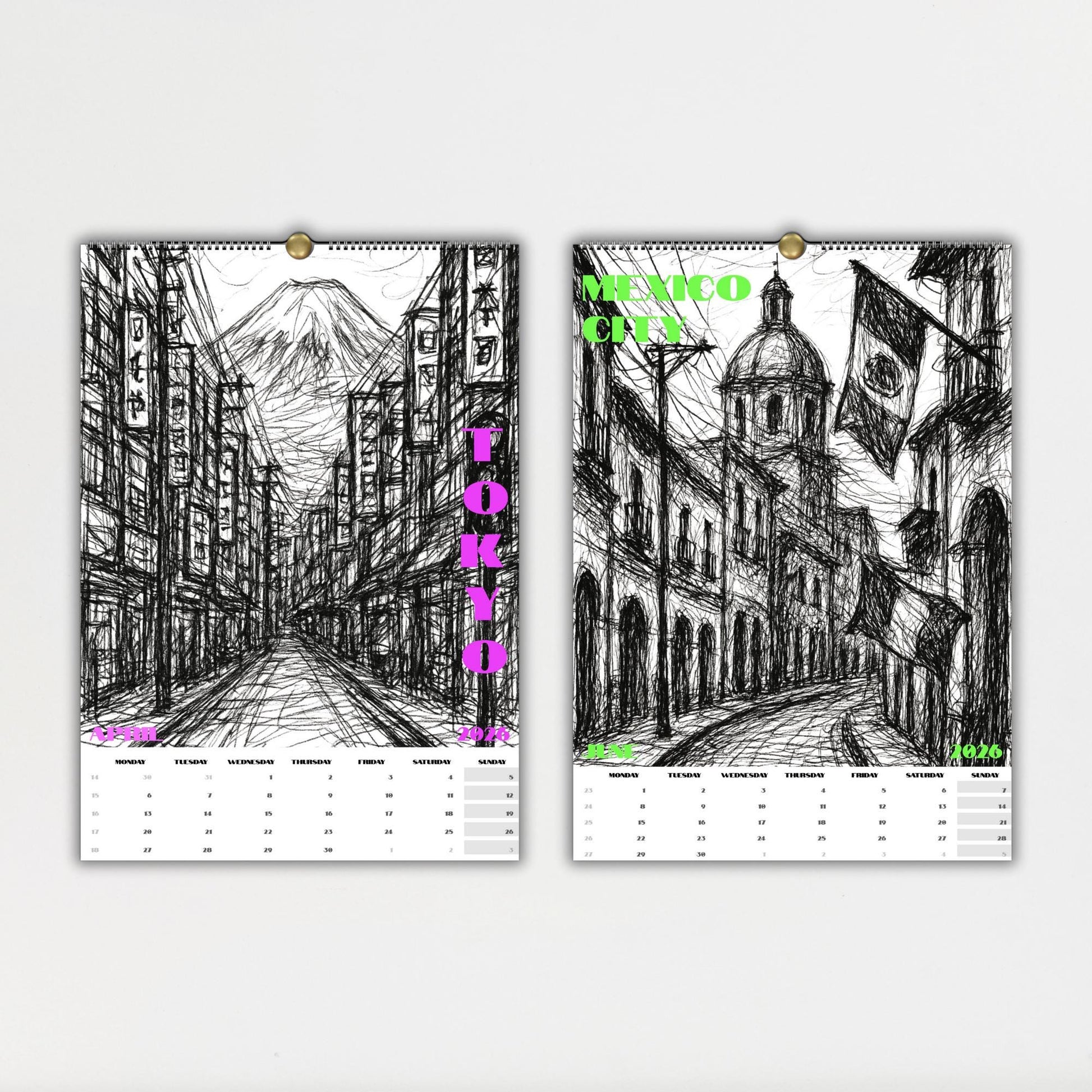 Calendrier Voyage 2026 – Calendrier Villes du Monde – Cadeau Original Minimaliste