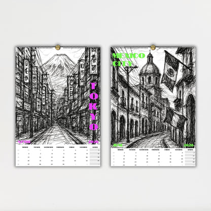 Calendrier Voyage 2026 – Calendrier Villes du Monde – Cadeau Original Minimaliste