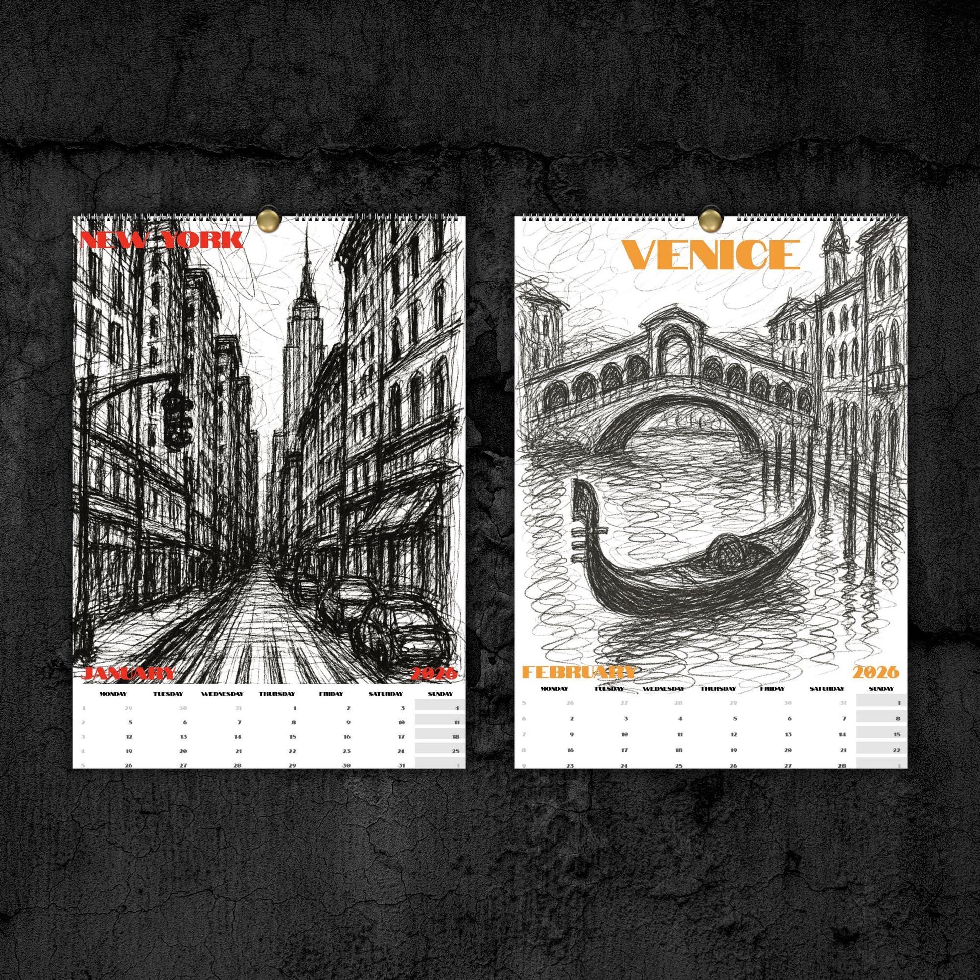 Calendrier Voyage 2026 – Calendrier Villes du Monde – Cadeau Original Minimaliste