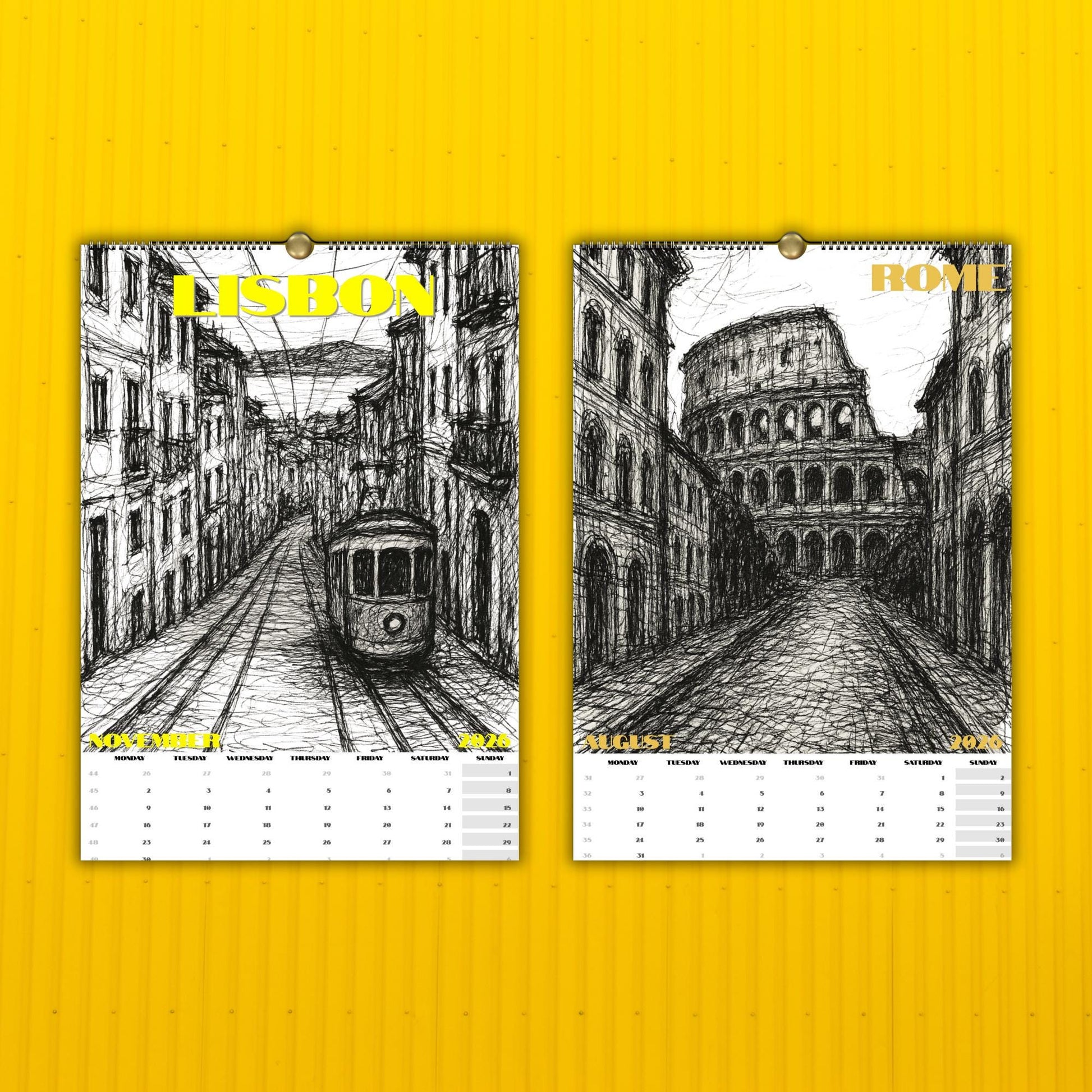 Calendrier Voyage 2026 – Calendrier Villes du Monde – Cadeau Original Minimaliste