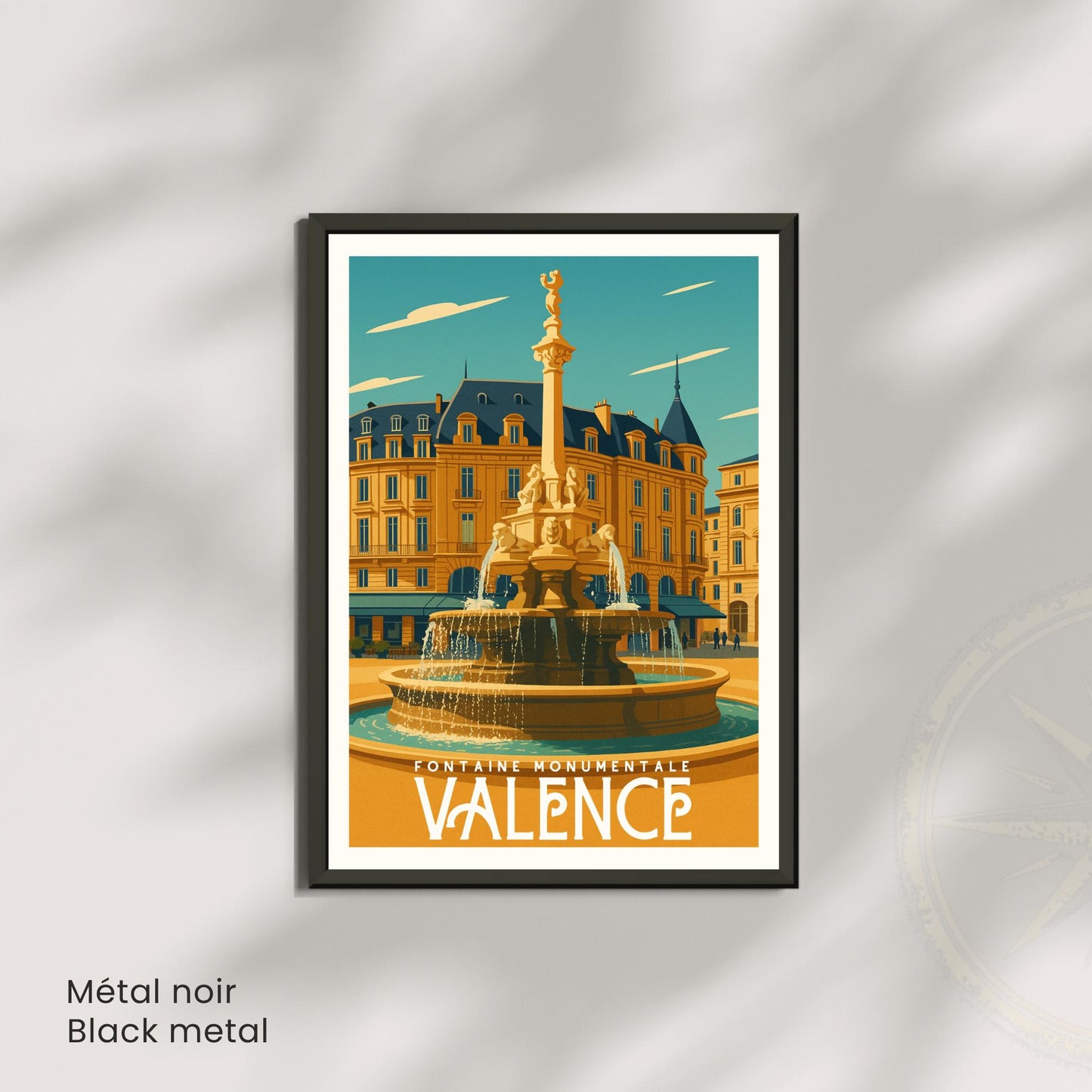 Affiche Valence – Fontaine Monumentale, élégance et patrimoine du Sud