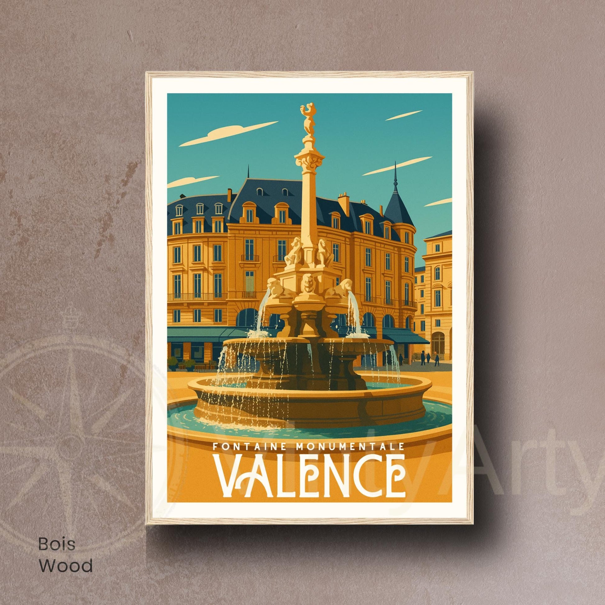 Affiche Valence – Fontaine Monumentale, élégance et patrimoine du Sud