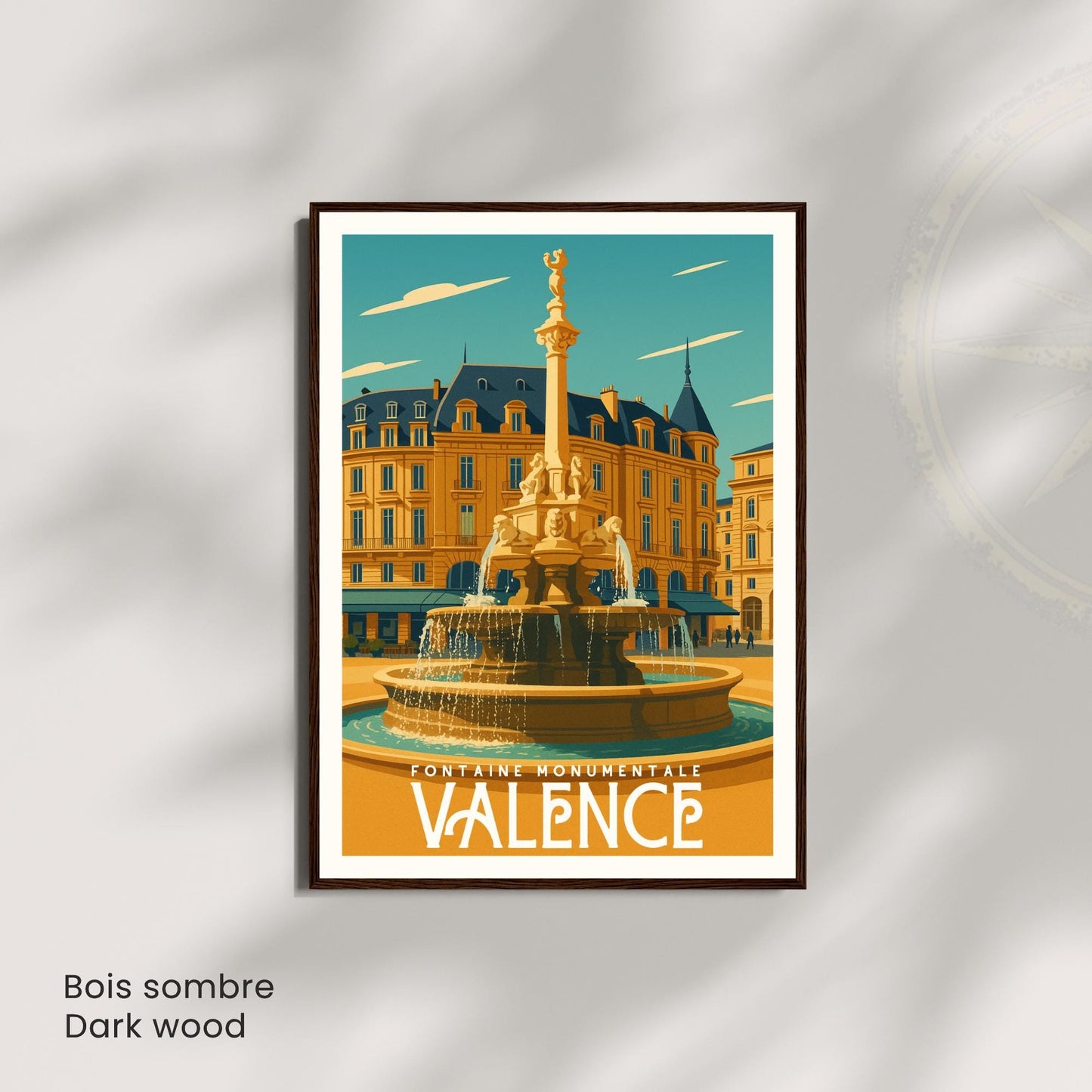 Affiche Valence – Fontaine Monumentale, élégance et patrimoine du Sud