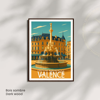 Affiche Valence – Fontaine Monumentale, élégance et patrimoine du Sud