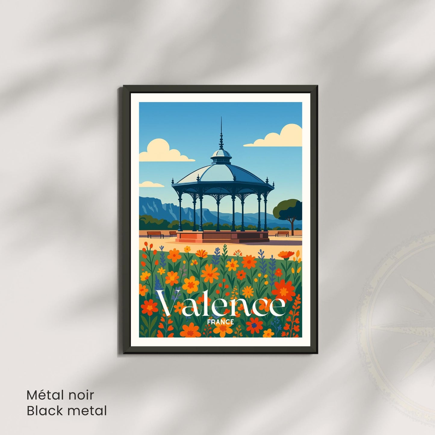 Affiche Valence – Kiosque Peynet, entre fleurs et douceur du Sud