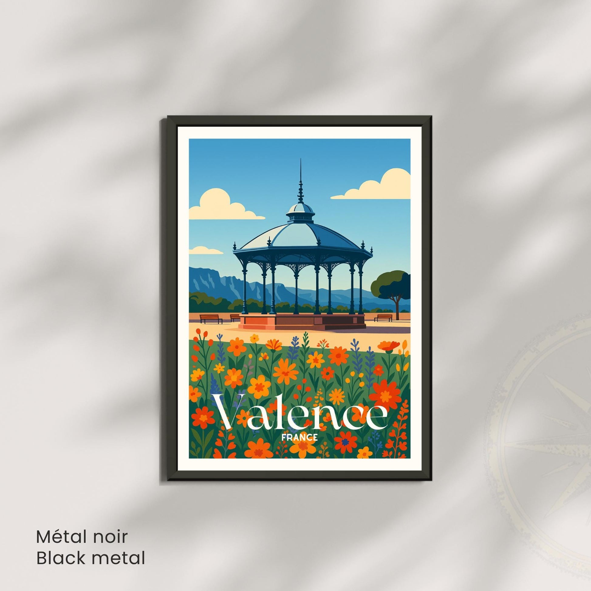 Affiche Valence – Kiosque Peynet, entre fleurs et douceur du Sud
