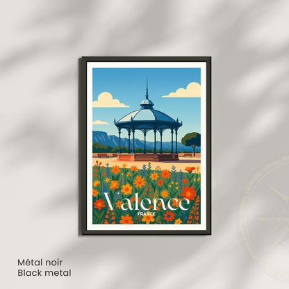 Affiche Valence – Kiosque Peynet, entre fleurs et douceur du Sud