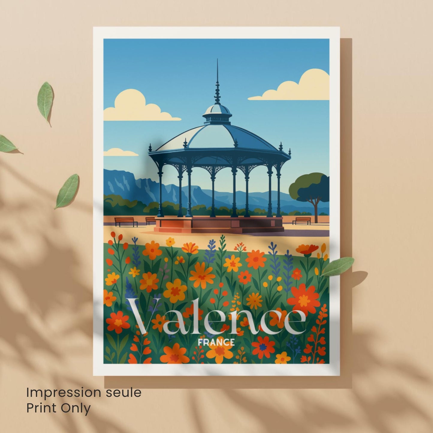 Affiche Valence – Kiosque Peynet, entre fleurs et douceur du Sud