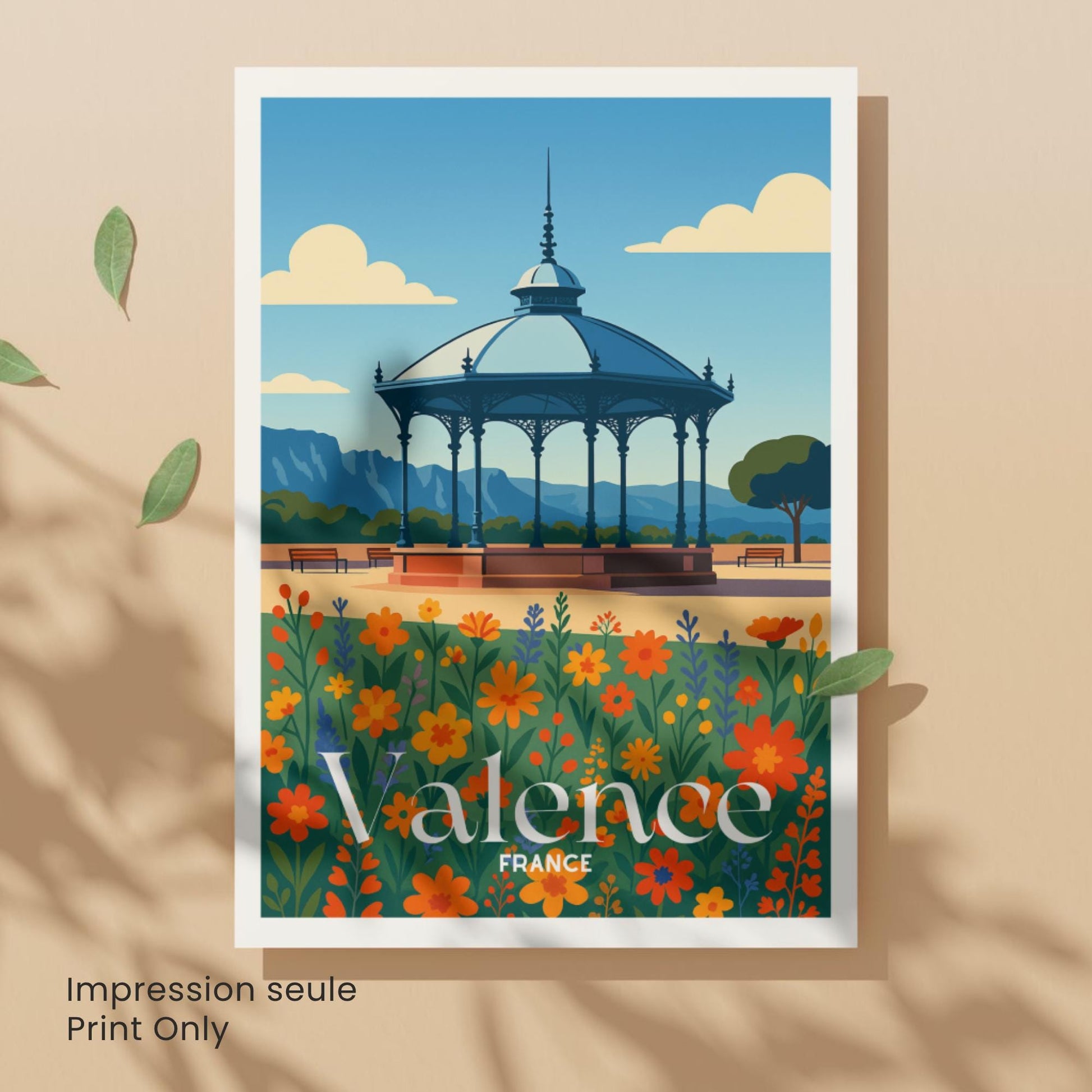 Affiche Valence – Kiosque Peynet, entre fleurs et douceur du Sud