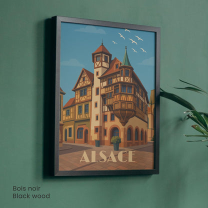 Affiche Alsace – Maison à colombages, charme intemporel du patrimoine français