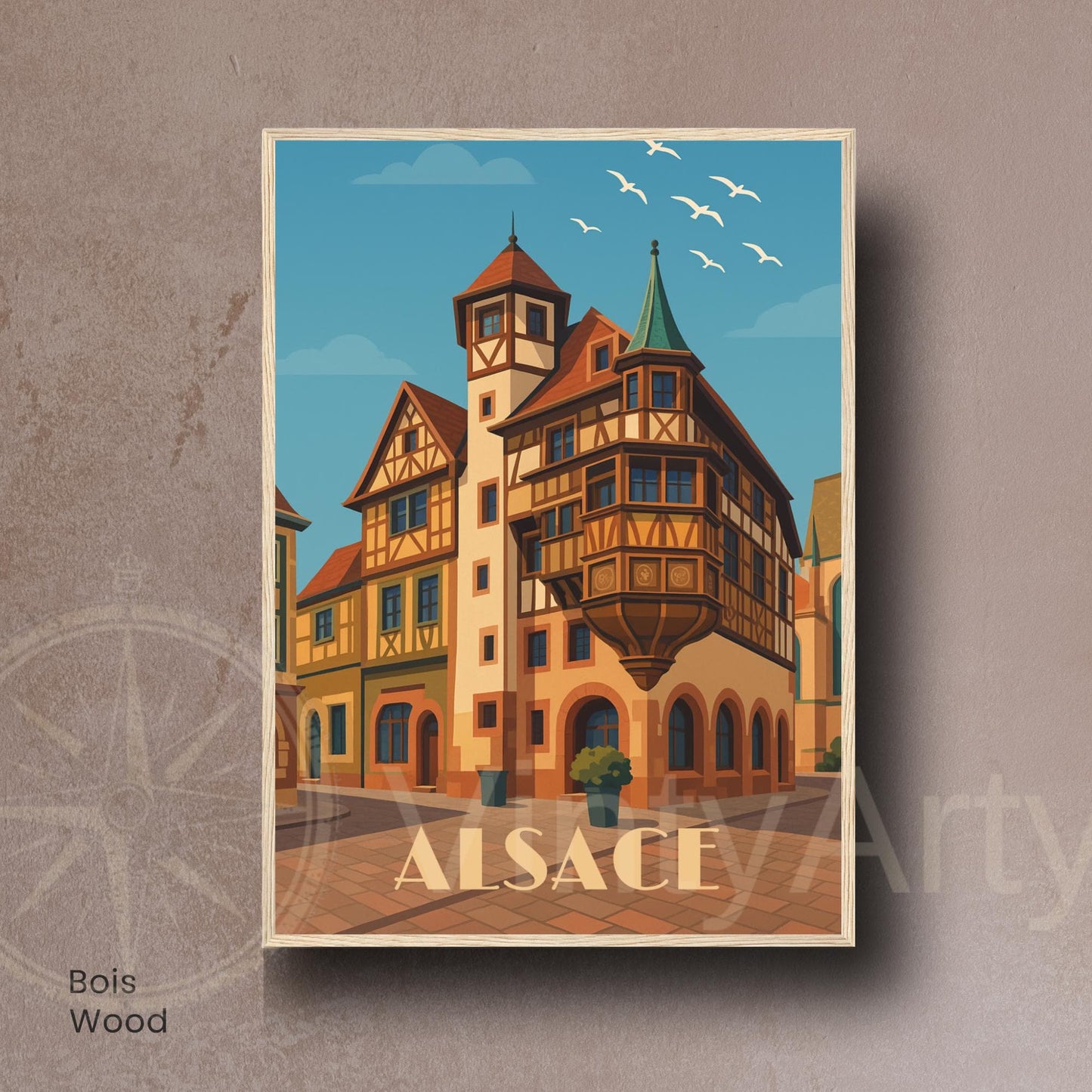 Affiche Alsace – Maison à colombages, charme intemporel du patrimoine français