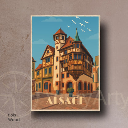 Affiche Alsace – Maison à colombages, charme intemporel du patrimoine français