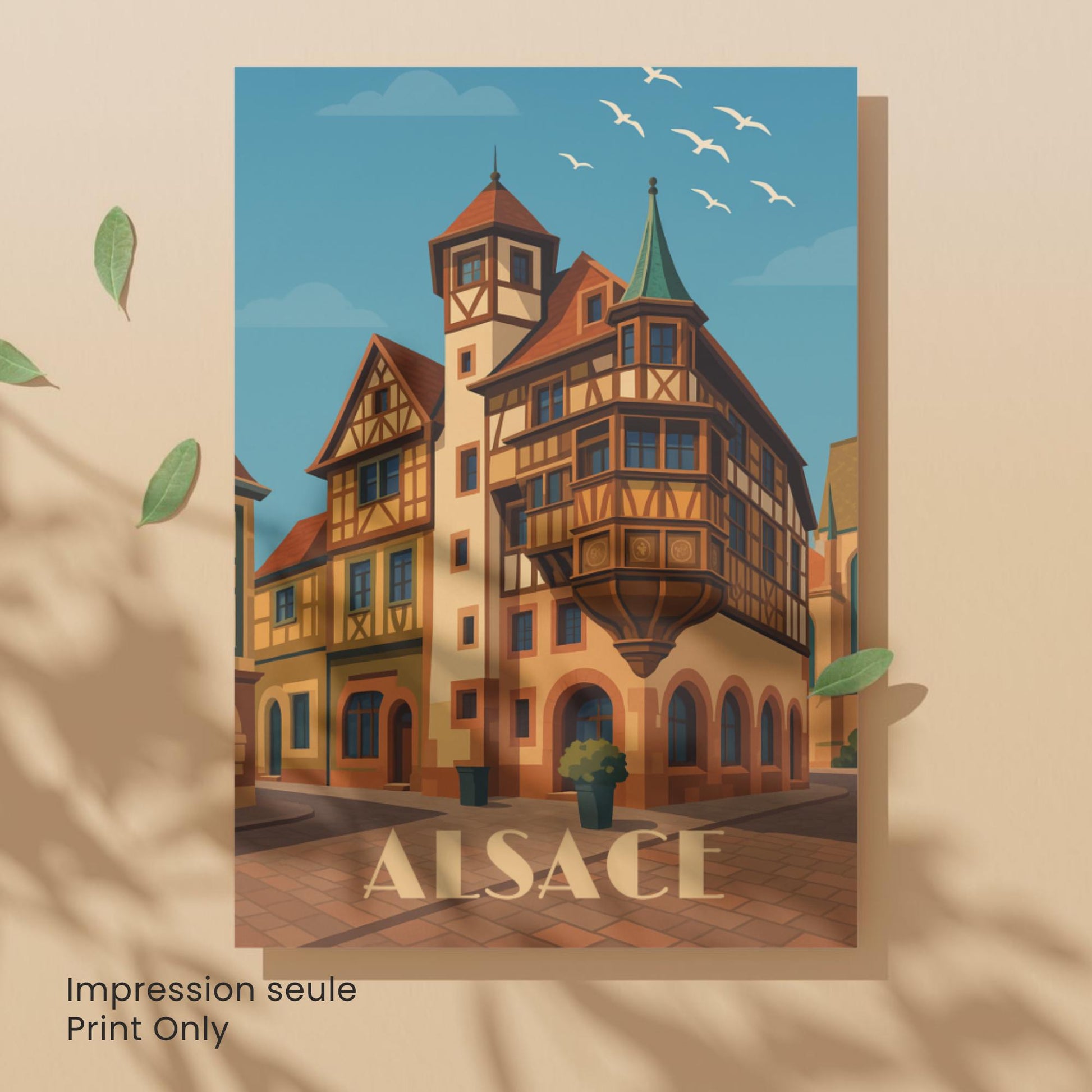 Affiche Alsace – Maison à colombages, charme intemporel du patrimoine français
