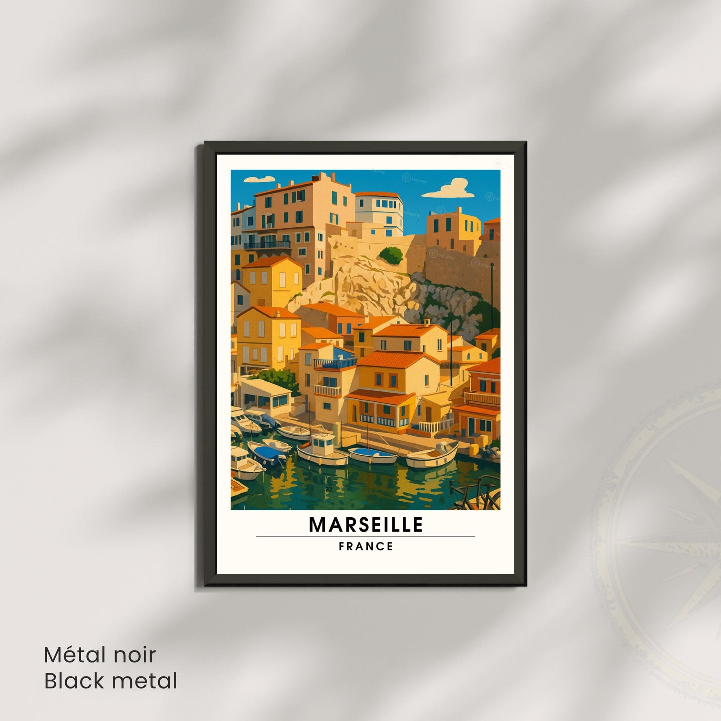 Affiche Marseille – Le Vallon des Auffes, charme du littoral méditerranéen