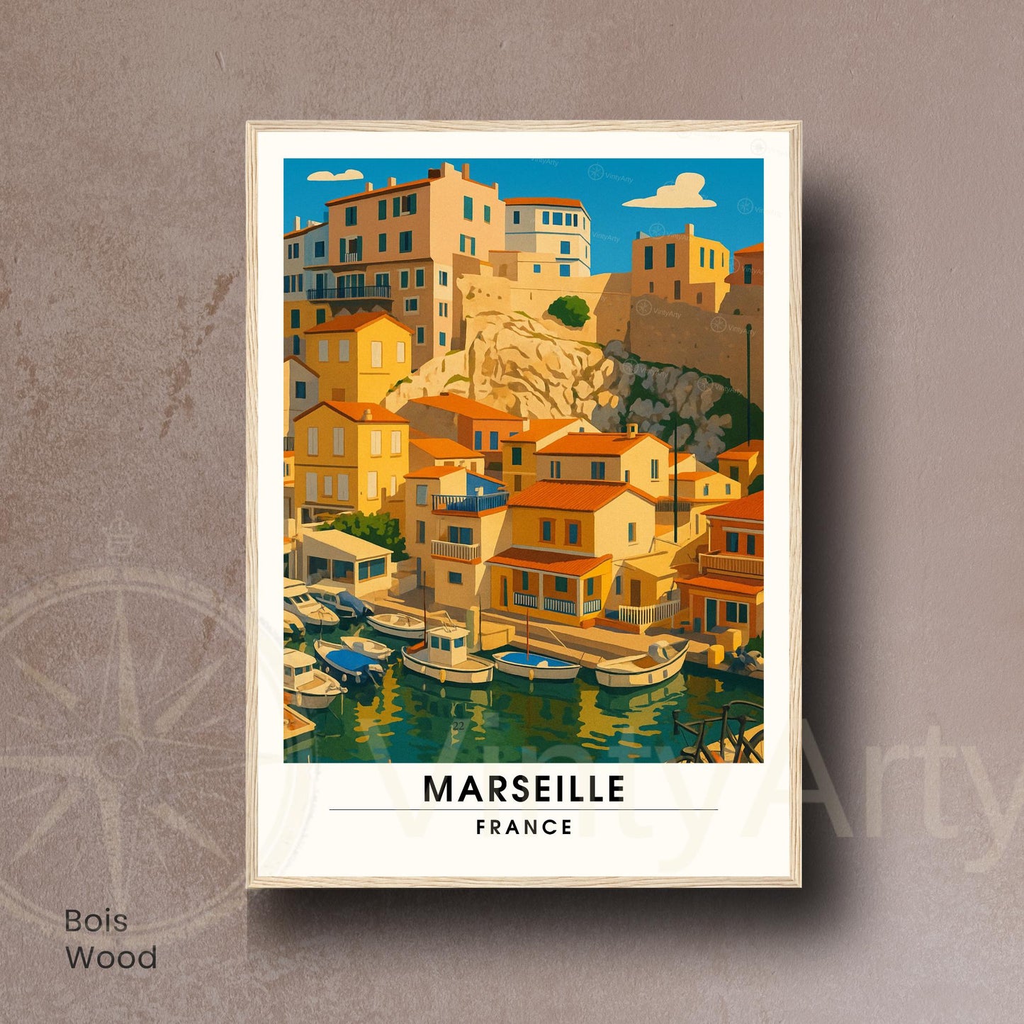 Affiche Marseille – Le Vallon des Auffes, charme du littoral méditerranéen