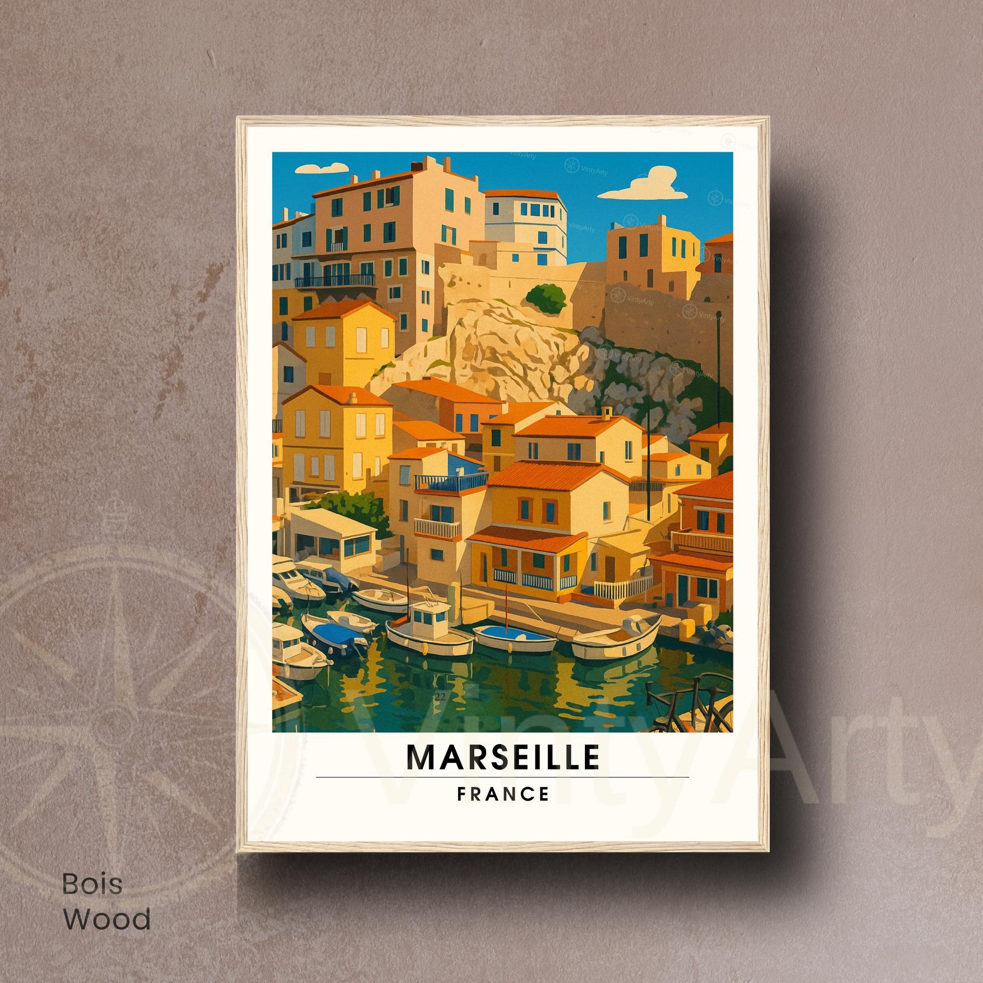 Affiche Marseille – Le Vallon des Auffes, charme du littoral méditerranéen