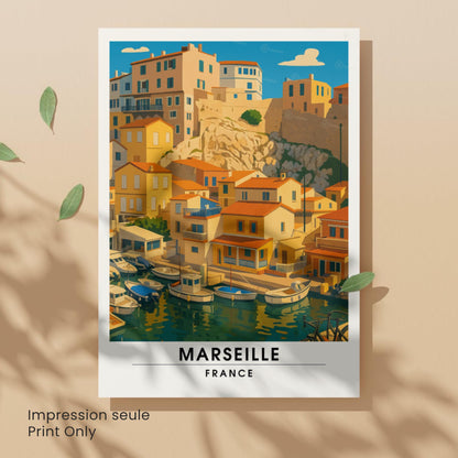 Affiche Marseille – Le Vallon des Auffes, charme du littoral méditerranéen
