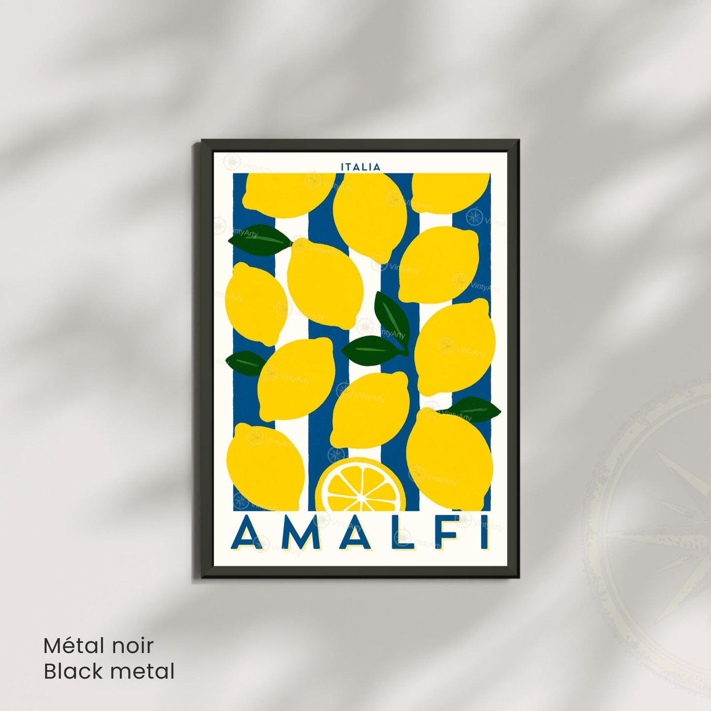Affiche Amalfi – Poster Citrons Italie – Illustration Graphique Méditerranéenne Vintage - Citron d'Amalfi