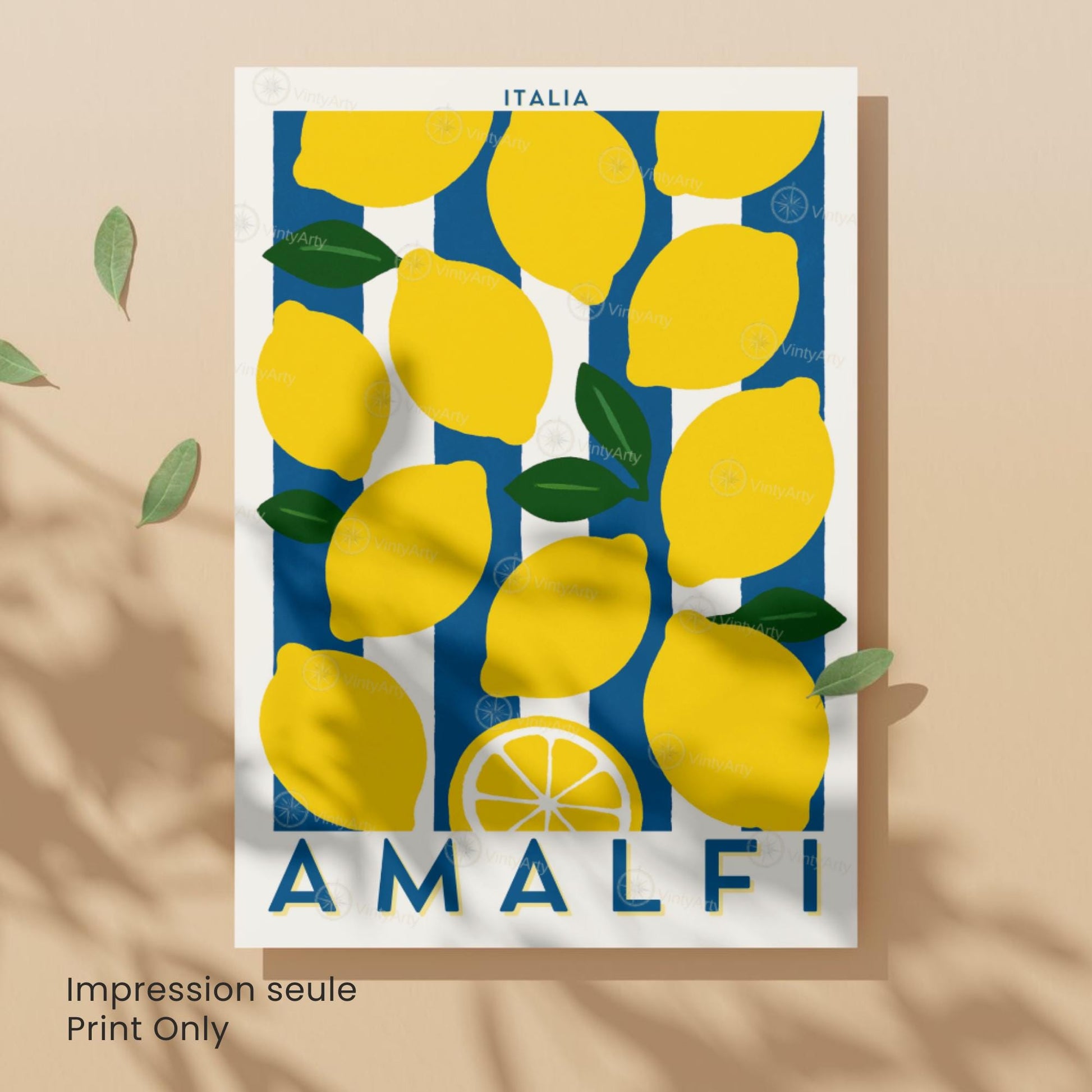 Affiche Amalfi – Poster Citrons Italie – Illustration Graphique Méditerranéenne Vintage - Citron d'Amalfi