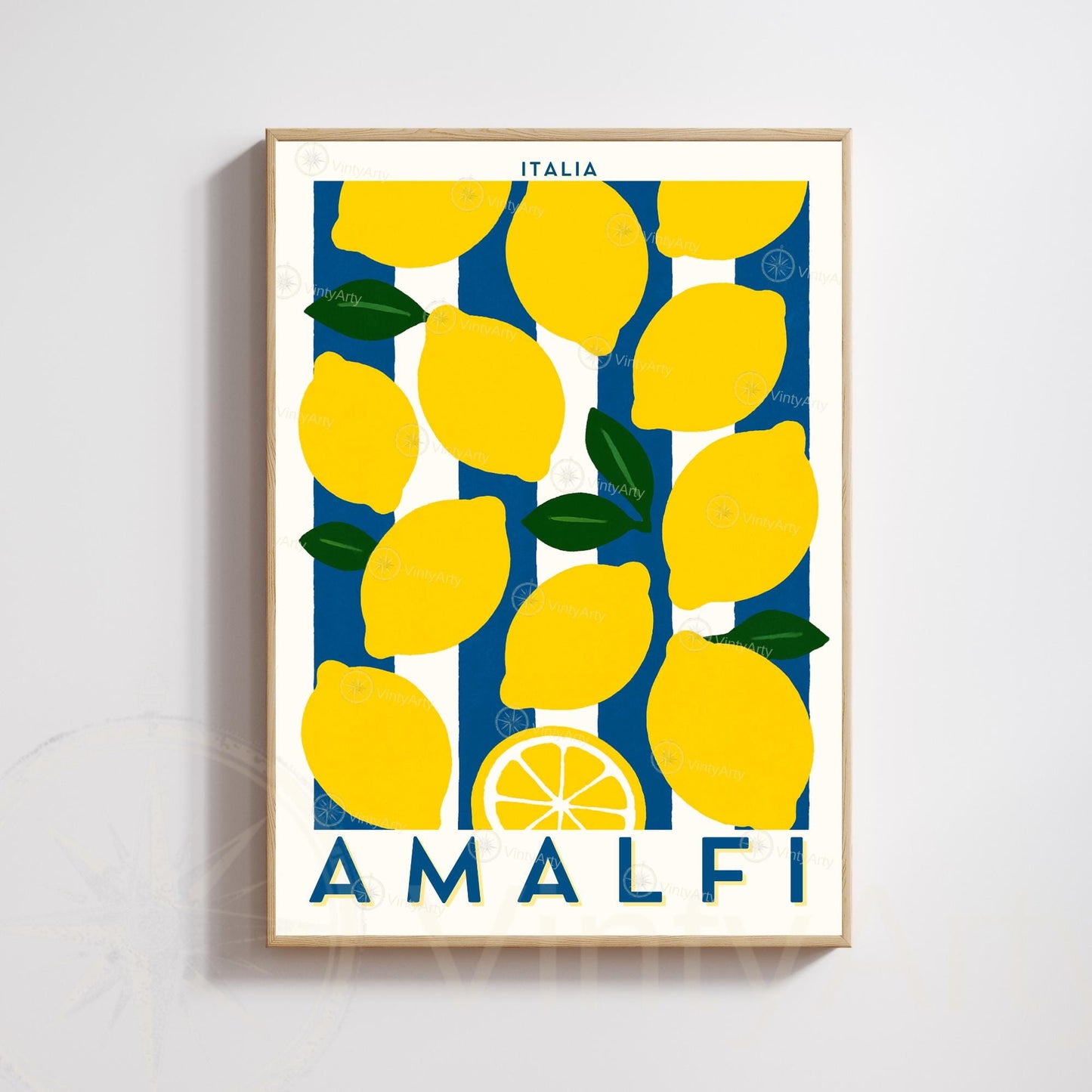 Affiche Amalfi – Poster Citrons Italie – Illustration Graphique Méditerranéenne Vintage - Citron d&#39;Amalfi