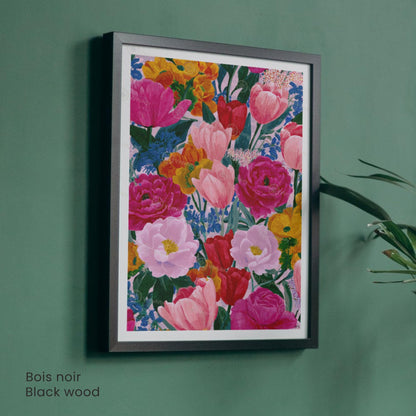 Affiche Fleurs Colorées – Poster Botanique Moderne – Illustration Florale Vibrante