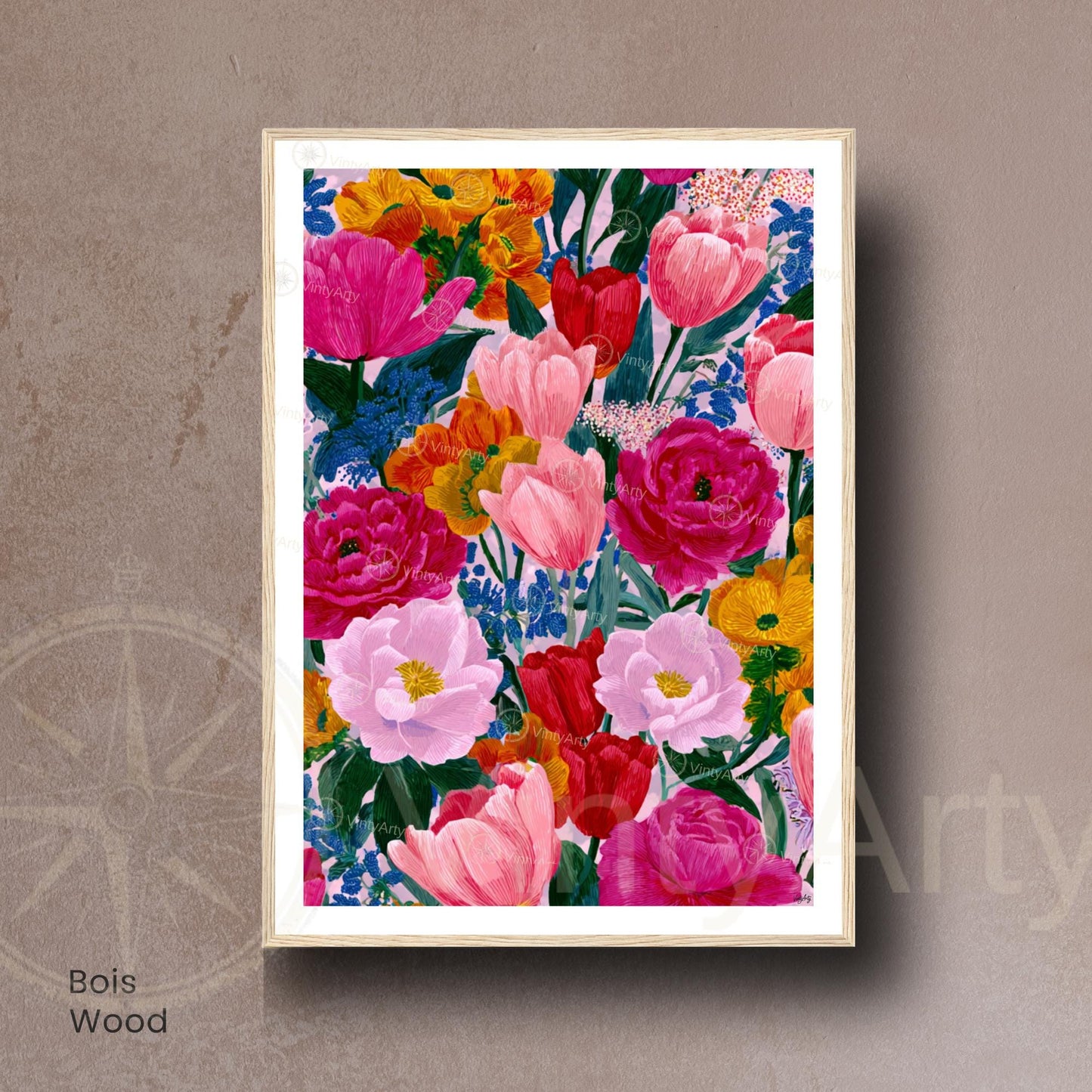 Affiche Fleurs Colorées – Poster Botanique Moderne – Illustration Florale Vibrante