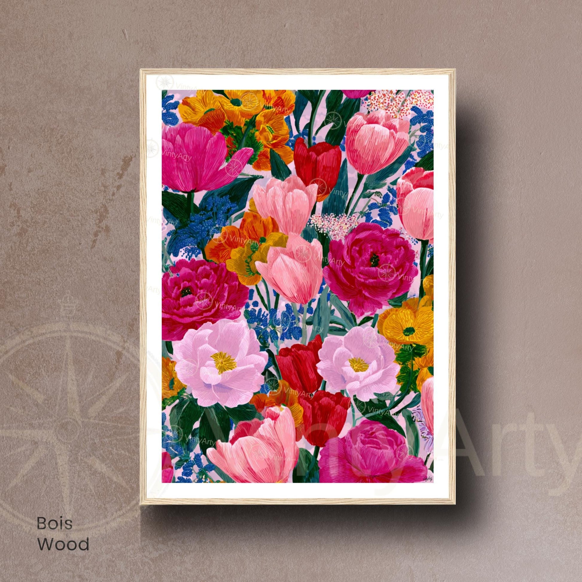 Affiche Fleurs Colorées – Poster Botanique Moderne – Illustration Florale Vibrante