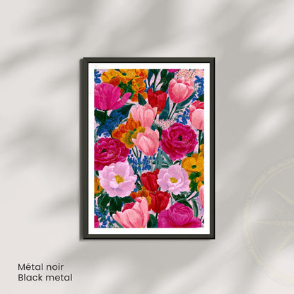 Affiche Fleurs Colorées – Poster Botanique Moderne – Illustration Florale Vibrante