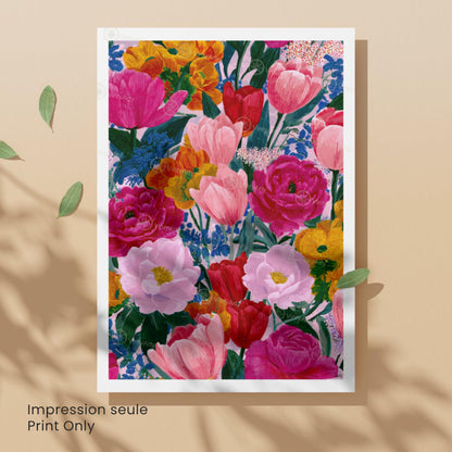 Affiche Fleurs Colorées – Poster Botanique Moderne – Illustration Florale Vibrante