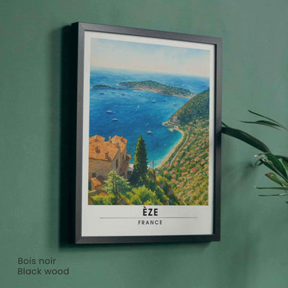 Affiche Èze France – Vue panoramique sur la Méditerranée