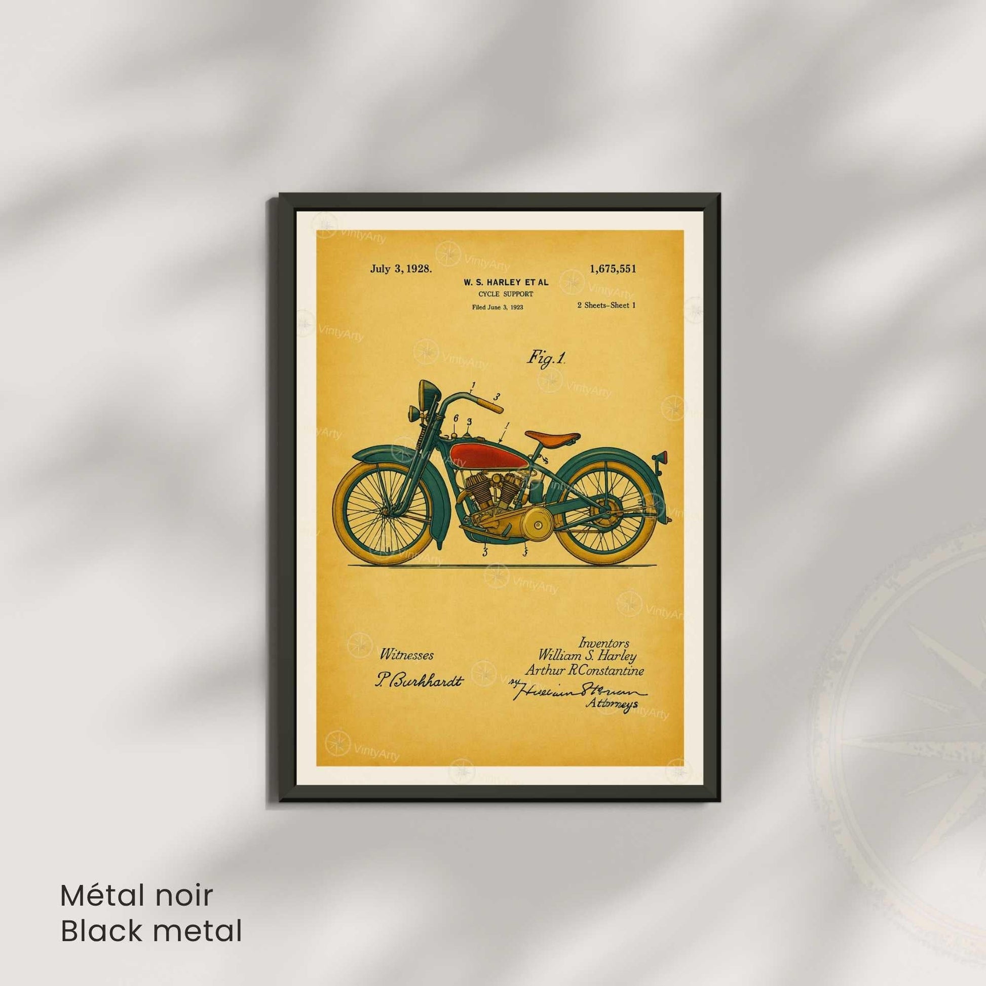 Affiche Brevet Moto Vintage – Poster Technique 1928 | Décoration Industrielle & Mécanique Rétro