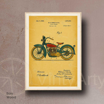 Affiche Brevet Moto Vintage – Poster Technique 1928 | Décoration Industrielle & Mécanique Rétro