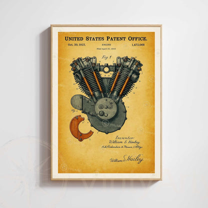 Affiche Brevet Moteur Vintage – Poster Mécanique 1923 | Décoration Industrielle Atelier & Garage