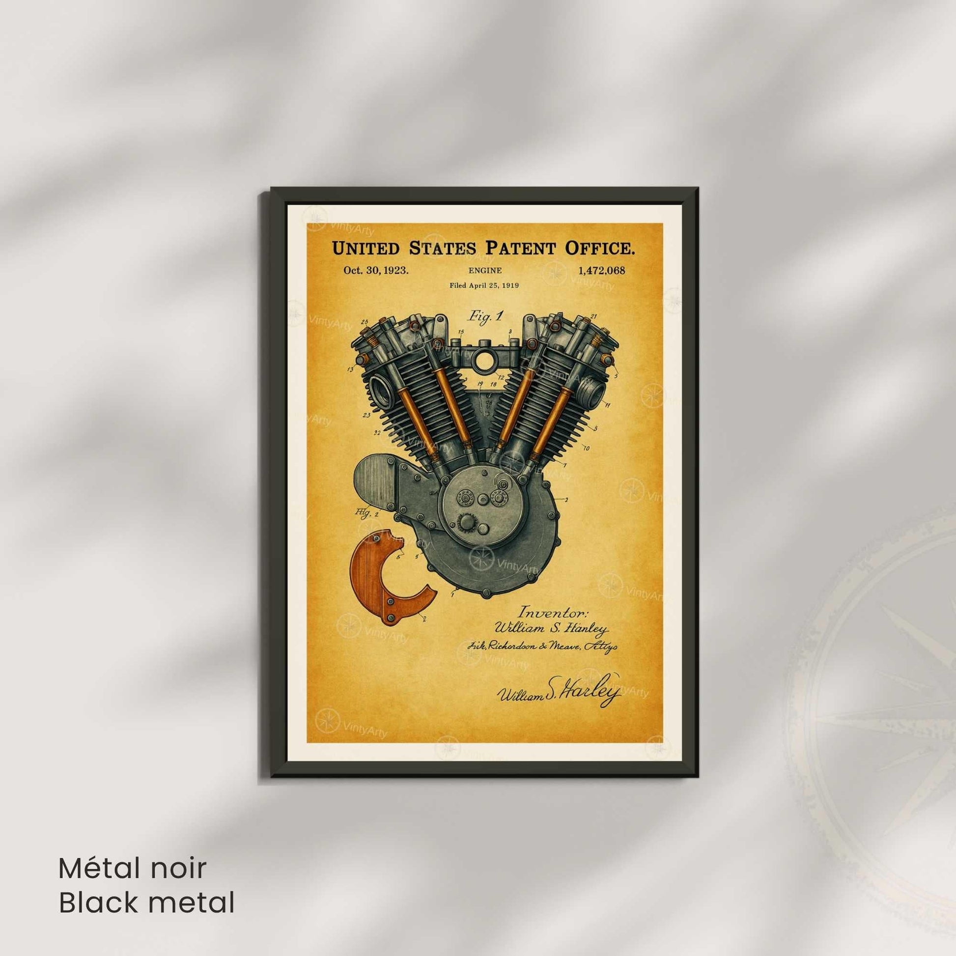 Affiche Brevet Moteur Vintage – Poster Mécanique 1923 | Décoration Industrielle Atelier & Garage