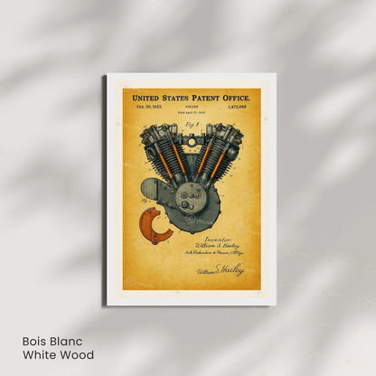 Affiche Brevet Moteur Vintage – Poster Mécanique 1923 | Décoration Industrielle Atelier & Garage