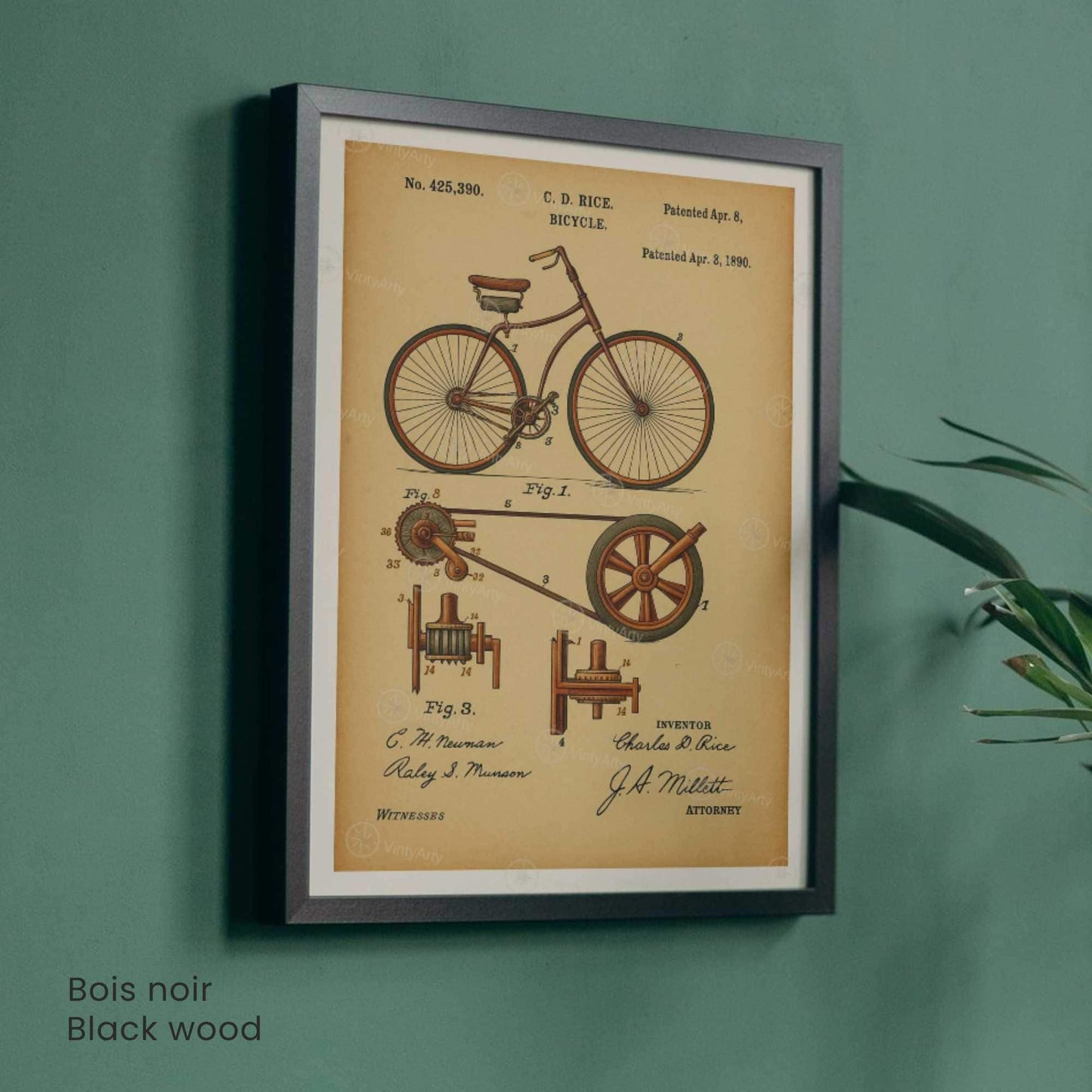 Affiche Brevet Vélo Vintage – Poster Technique 1890 | Décoration Industrielle & Atelier Rétro